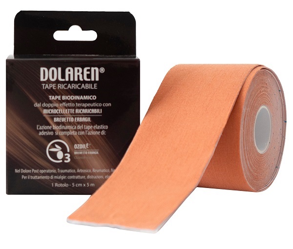 DOLAREN TAPE RICARICABILE CEROTTO TERAPEUTICO BEIGE CM 5X5 M IN ROTOLO - Fontenova srl