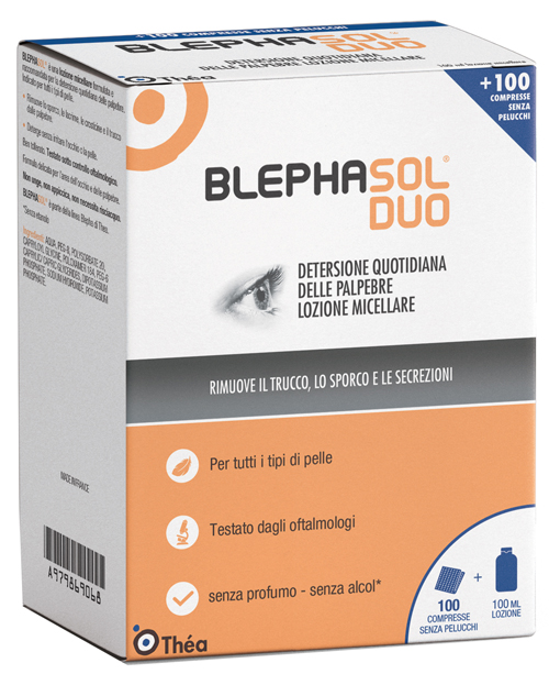 BLEPHASOL DUO SOLUZIONE MICELLARE IGIENE PALPEBRALE 100 ML + 100 GARZE - Fontenova srl
