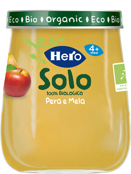 HERO SOLO OMOGENEIZZATO PERA MELA 100% BIO 120 G - Fontenova srl