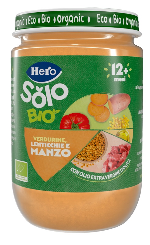 HERO SOLO OMOGENEIZZATO VERDURINE LENTICCHIE MANZO 100% BIO 190 G - Fontenova srl