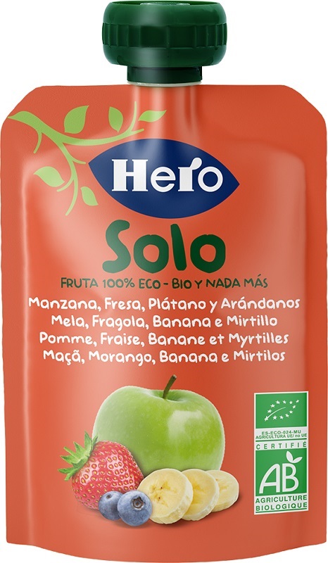 HERO SOLO FRUTTA FRULLATA 100% BIO MELA BANANA FRAGOLA 100 G - Fontenova srl