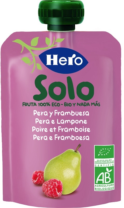 HERO SOLO FRUTTA FRULLATA 100% BIO PERA E LAMPONE 100 G - Fontenova srl