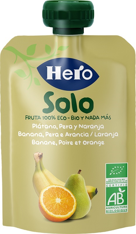 HERO SOLO FRUTTA FRULLATA 100% BIO BANANA PERA ARANCIA 100 G - Fontenova srl