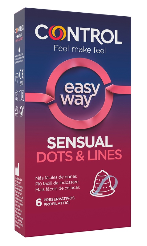 PROFILATTICO CONTROL SENSUAL DOTS&LINES EASY WAY 6 PEZZI - Fontenova srl