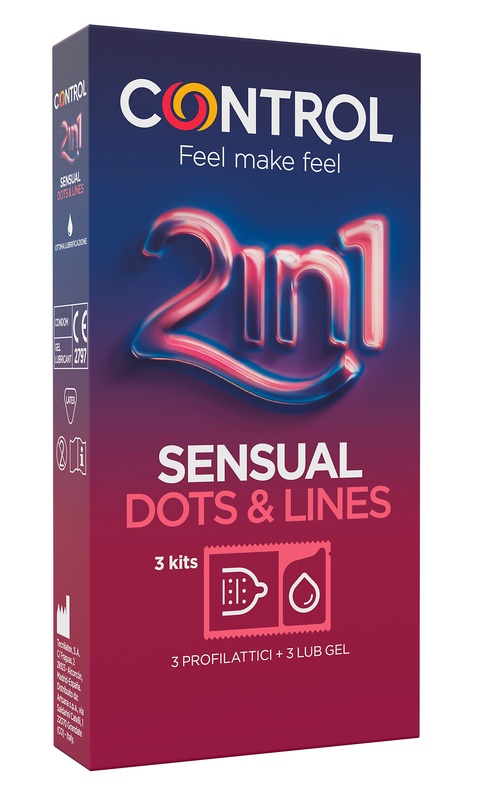 CONTROL 2IN1 SENSUAL DOTS&LINES + NATURE LUBE 3+ 3 PEZZI - Fontenova srl