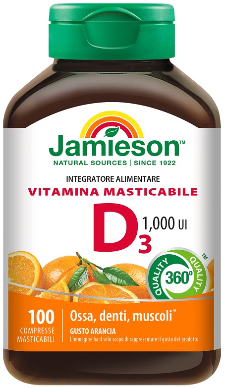 JAMIESON VITAMINA D MASTICABILE ARANCIA 100 COMPRESSE - Fontenova srl