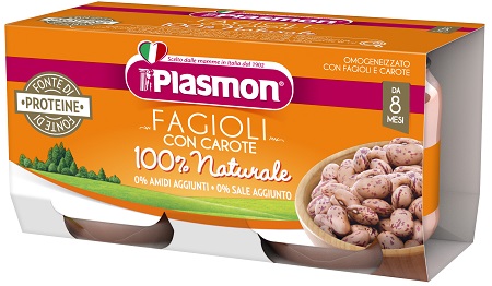 PLASMON OMOGENEIZZATO FAGIOLI BORLOTTI E CAROTE 2X80 G - Fontenova srl