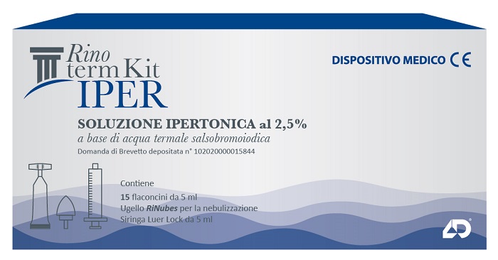 RINOTERM KIT IPER 15 FLACONCINI DA 5 ML + UGELLO RINUBES PER NEBULIZZAZIONE + SIRINGA LUER LOCK DA 5 ML - Fontenova srl