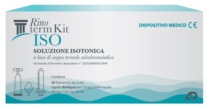 RINOTERM KIT ISO 20 FLACONCINI DA 5 ML + UGELLO RINAQUA PER IRRIGAZIONE NASALE + SIRINGA DA 10 ML - Fontenova srl