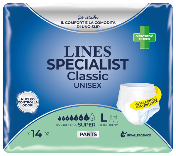 PANNOLONE A MUTANDA LINES SPECIALIST CLASSIC PANTS SUPER L 14 PEZZI - Fontenova srl