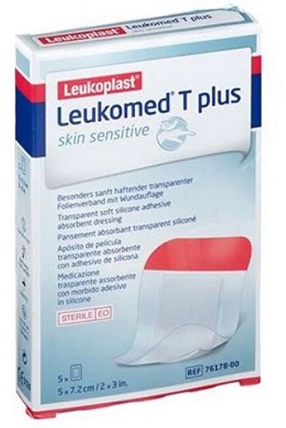 LEUKOMED T PLUS SKIN SENSITIVE MEDICAZIONE POST-OPERATORIA TRASPARENTE IMPERMEABILE CON MASSA ADESIVA AL SILICONE 5X7,2CM 5 PEZZI - Fontenova srl