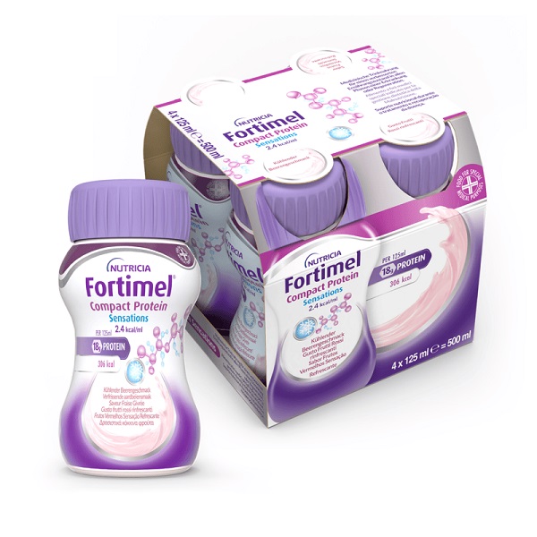 NUTRICIA FORTIMEL COMPACT PROTEIN GUSTO FRUTTI ROSSI RINFRESCANTI 4 BOTTIGLIE DA 125 ML - Fontenova srl