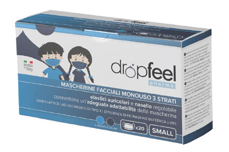 MASCHERINA USO MEDICO DROPFEEL PHARMA MONOUSO SMALL TIPO II BLU NAVY E AZZURO 20 PEZZI - Fontenova srl