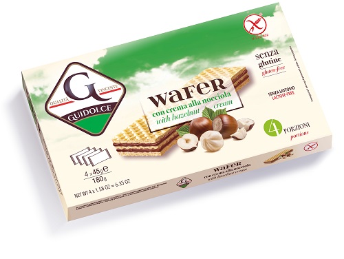 WAFER CON CREMA ALLA NOCCIOLA 4 PORZIONI X 45 G - Fontenova srl