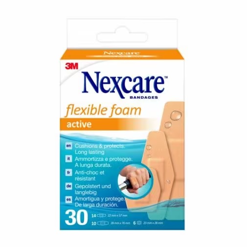 CEROTTO PREPARATO NEXCARE ACTIVE 360 GRADI N1030ASD04 ASSORTITI 3 MISURE 6 CEROTTI 23X28MM + 14 CEROTTI 22X57MM + 10 CEROTTI 28X76MM - Fontenova srl
