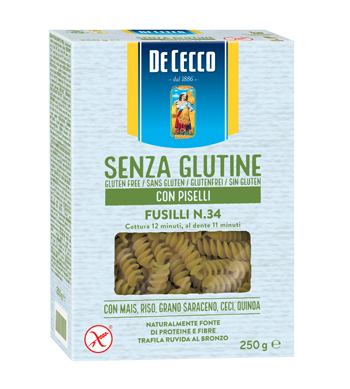 DE CECCO FUSILLI N34 CON PISELLI 250 G - Fontenova srl
