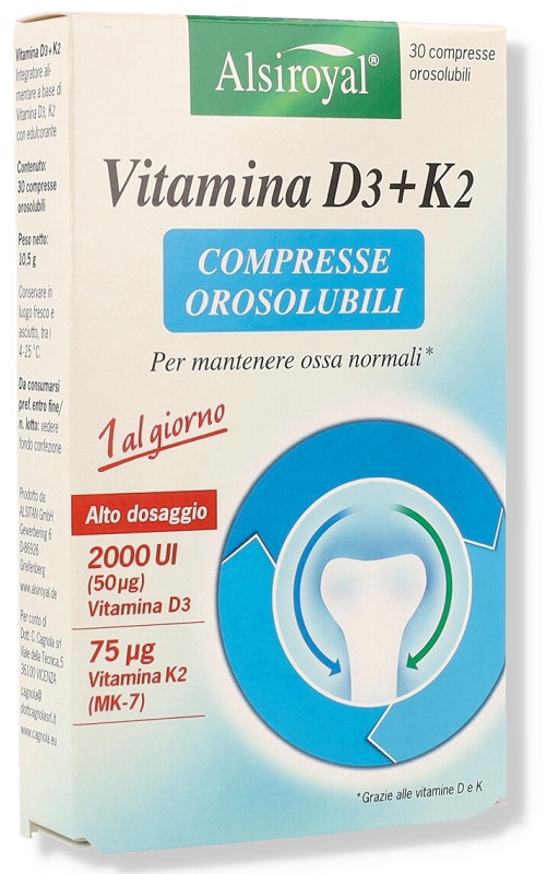 ALSIROYAL VITAMINA D3+K2 30 COMPRESSE OROSOLUBILI - Fontenova srl