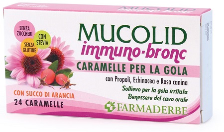 MUCOLID BRONC IMMUNO 24 CARAMELLE GUSTO ARANCIA - Fontenova srl