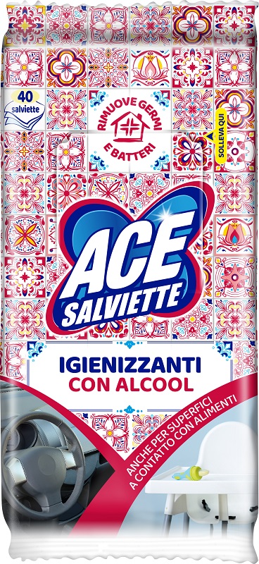 ACE SALVIETTE IGIENIZZANTI ALCOOL 40 PEZZI - Fontenova srl