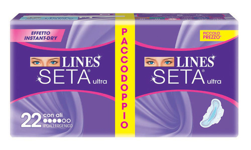LINES SETA ULTRA ASSORBENTE CON ALI 22 PEZZI - Fontenova srl