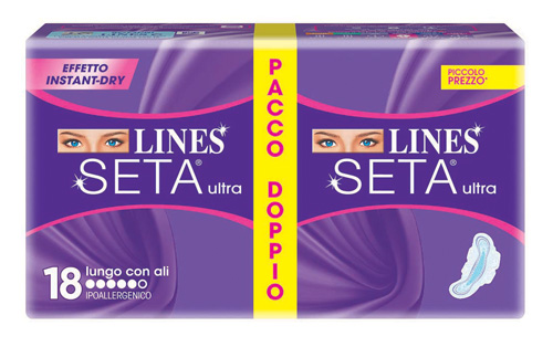 LINES SETA ULTRA ASSORBENTE LUNGO CON ALI 18 PEZZI - Fontenova srl