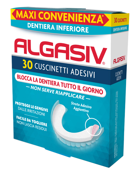 ALGASIV ADESIVO PER PROTESI DENTARIA INFERIORE 30 PEZZI - Fontenova srl