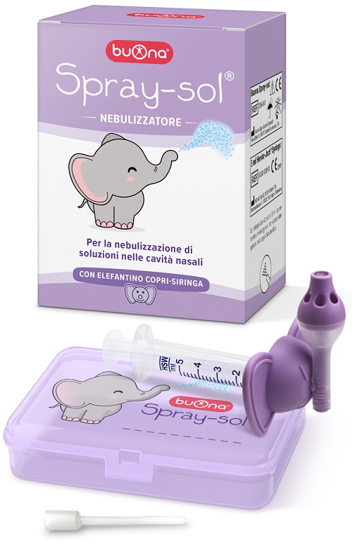 BUONA SPRAY-SOL NEBULIZZATORE SPRAY SOL + AGO CANNULA + SIRINGA LUER LOCK DA 5 ML + ELEFANTINO COPRI-SIRINGA + CONTENITORE - Fontenova srl