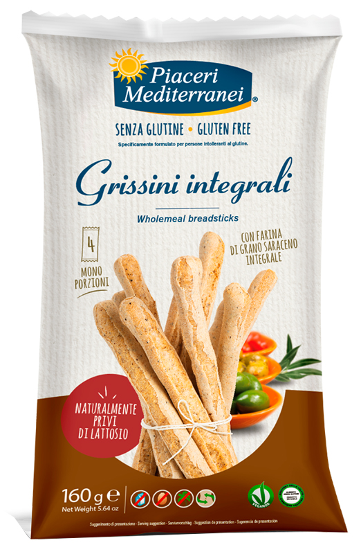 PIACERI MEDITERRANEI GRISSINI INTEGRALI 160 G - Fontenova srl