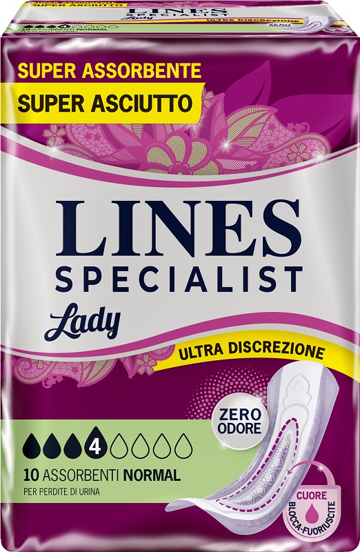 ASSORBENTI PER INCONTINENZA LINES SPECIALIST LADY NORMAL 10 PEZZI - Fontenova srl