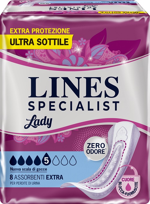 ASSORBENTI PER INCONTINENZA LINES SPECIALIST LADY 8 EXTRA 8 PEZZI - Fontenova srl
