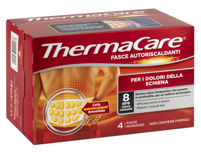 FASCIA AUTORISCALDANTE A CALORE TERAPEUTICO THERMACARE SCHIENA 4 PEZZI - Fontenova srl