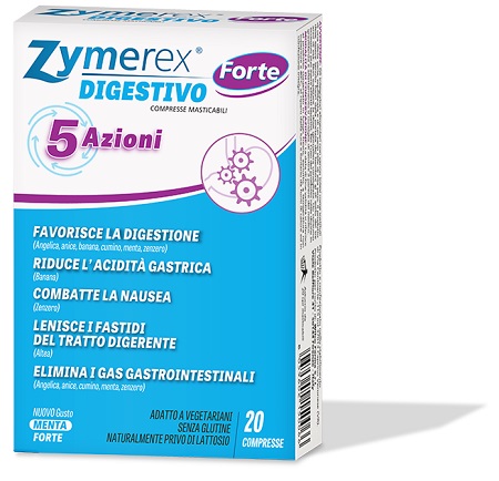 ZYMEREX DIGESTIVO FORTE 5 AZIONI 20 COMPRESSE MASTICABILI - Fontenova srl