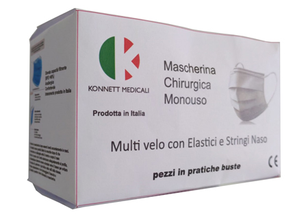 MASCHERINA CHIRURGICA MK 00F TIPO IIR 3 STRATI SMS 50 PEZZI - Fontenova srl