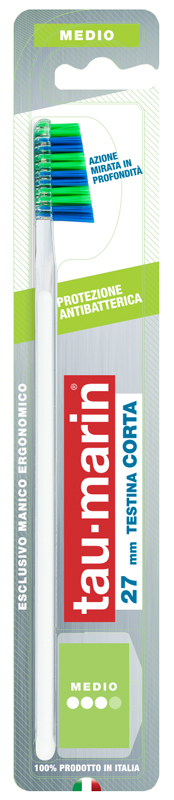 TAUMARIN PROFESSIONAL SPAZZOLINO 27 MEDIO TESTINA CORTA PROTEZIONE ANTIBATTERICA - Fontenova srl