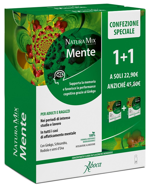 NATURA MIX ADVANCED MENTE 10 FLACONCINI + 10 FLACONCINI 300 ML CONFEZIONE SPECIALE - Fontenova srl