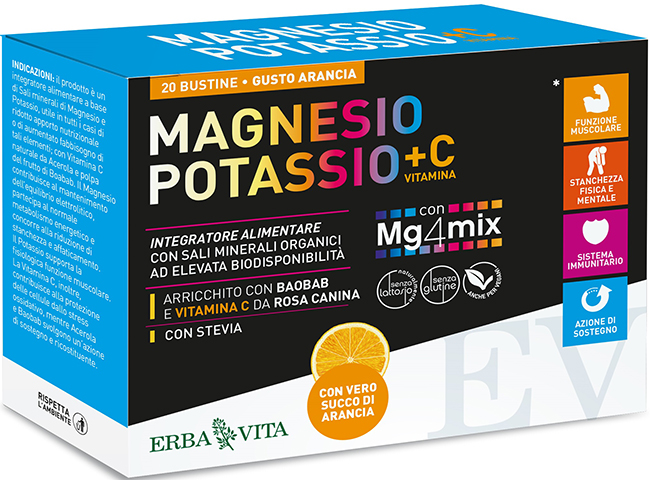 MAGNESIO POTASSIO +C VITAMINA GUSTO ARANCIA 20 BUSTINE DA 3,8 G - Fontenova srl