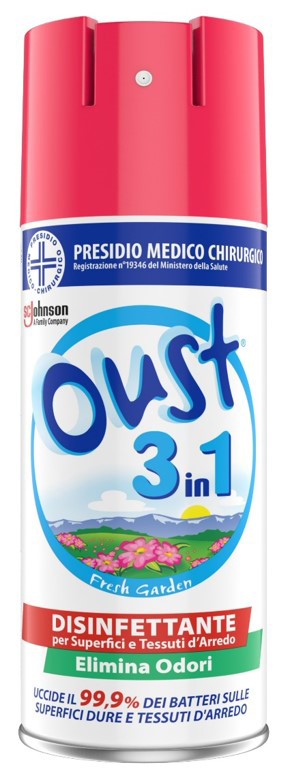 OUST 3 IN 1 FRESH GARDEN DISINFETTANTE SUPERFICI E TESSUTI D'ARREDO 400 ML - Fontenova srl