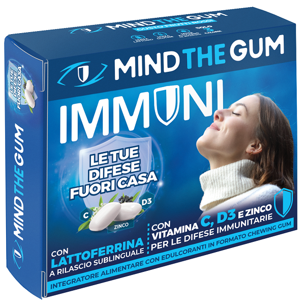 MIND THE GUM IMMUNI CON LATTOFERRINA 18 GOMME CONFETTATE SENZA ZUCCHERO - Fontenova srl