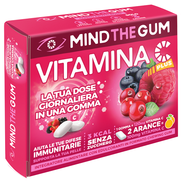 MIND THE GUM VITAMINA C FRUTTI ROSSI 18 GOMME CONFETTATE SENZA ZUCCHERO - Fontenova srl