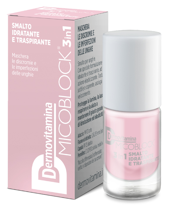 DERMOVITAMINA MICOBLOCK 3 IN 1 SMALTO IDRATANTE E TRASPIRANTE ROSA CHIARO 5 ML - Fontenova srl
