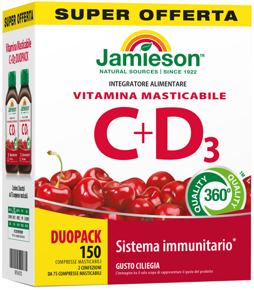 JAMIESON DUOPACK VITAMINA C+D 150 COMPRESSE - Fontenova srl