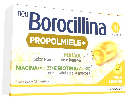 NEOBOROCILLINA PROPOLMIELE+ MIELE/LIMONE 16 PASTIGLIE DA 3,4 G - Fontenova srl