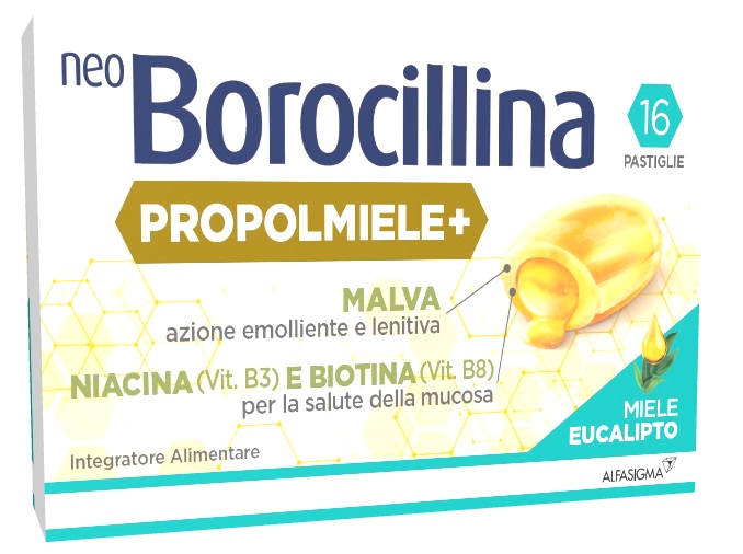NEOBOROCILLINA PROPOLMIELE+ MIELE/EUCALIPTO 16 PASTIGLIE DA 3,4 G - Fontenova srl