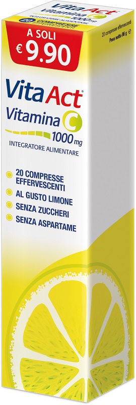 VITA ACT VITAMINA C 1000MG 20 COMPRESSE EFFERVESCENTI LIMONE - Fontenova srl