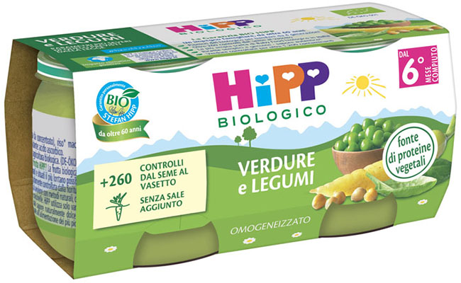 HIPP BIO OMOGENEIZZATO VERDURE/LEGUMI 2X80 G - Fontenova srl