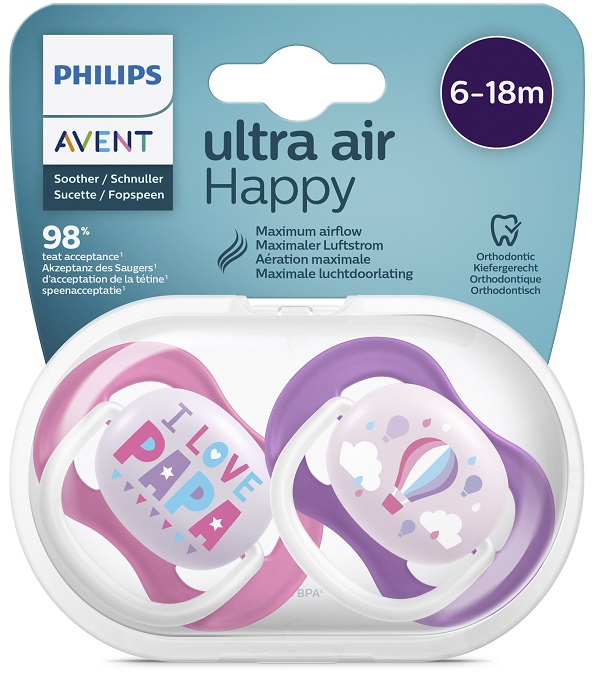 AVENT ULTRA AIR TETTARELLA ORTODONTICA PAPA/BALLOON 0/6 MESI 2 PEZZI - Fontenova srl