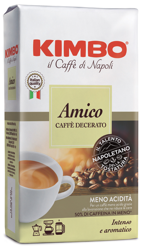 KIMBO AMICO CAFFE' TORREFATTO DECERATO E MACERATO 225 G - Fontenova srl
