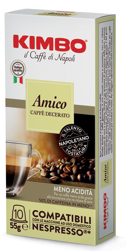 KIMBO AMICO CAFFE' TORREFATTO DECERATO E MACERATO 10 CAPSULE COMPATIBILI NESPRESSO 5,5 G - Fontenova srl
