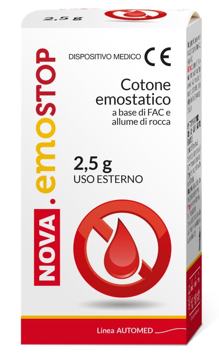 COTONE EMOSTATICO NOVA EMOSTOP CON FAC E ALLUME DI ROCCA 2,5 G - Fontenova srl