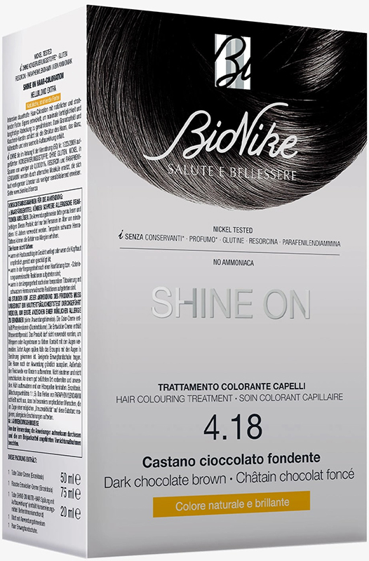 SHINE ON CASTANO CIOCCOLATO FONDENTE 4,18 FLACONE 75 ML + TUBO 50 ML - Fontenova srl